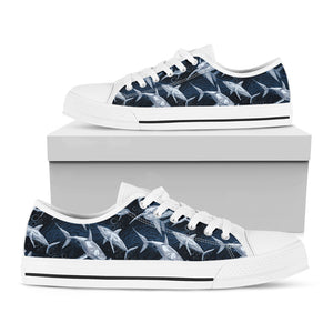 Shark Underwear Pattern Print White Low Top Shoes