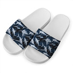 Shark Underwear Pattern Print White Slide Sandals