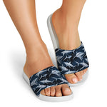 Shark Underwear Pattern Print White Slide Sandals