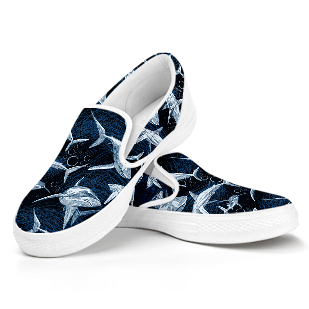 Shark Underwear Pattern Print White Slip On Shoes