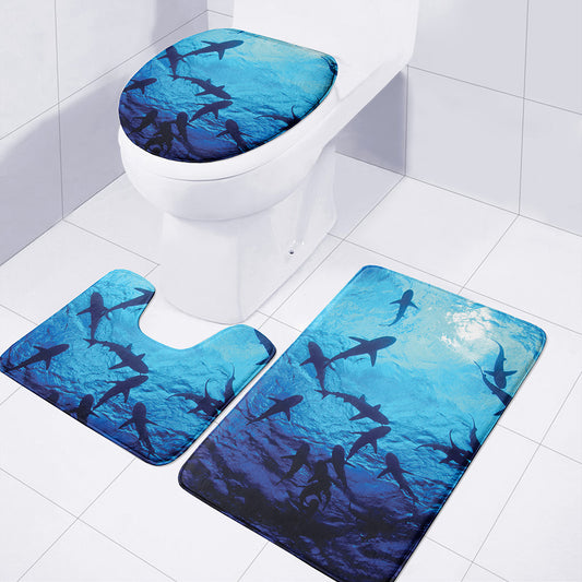 Shark Underwear Print 3 Piece Bath Mat Set