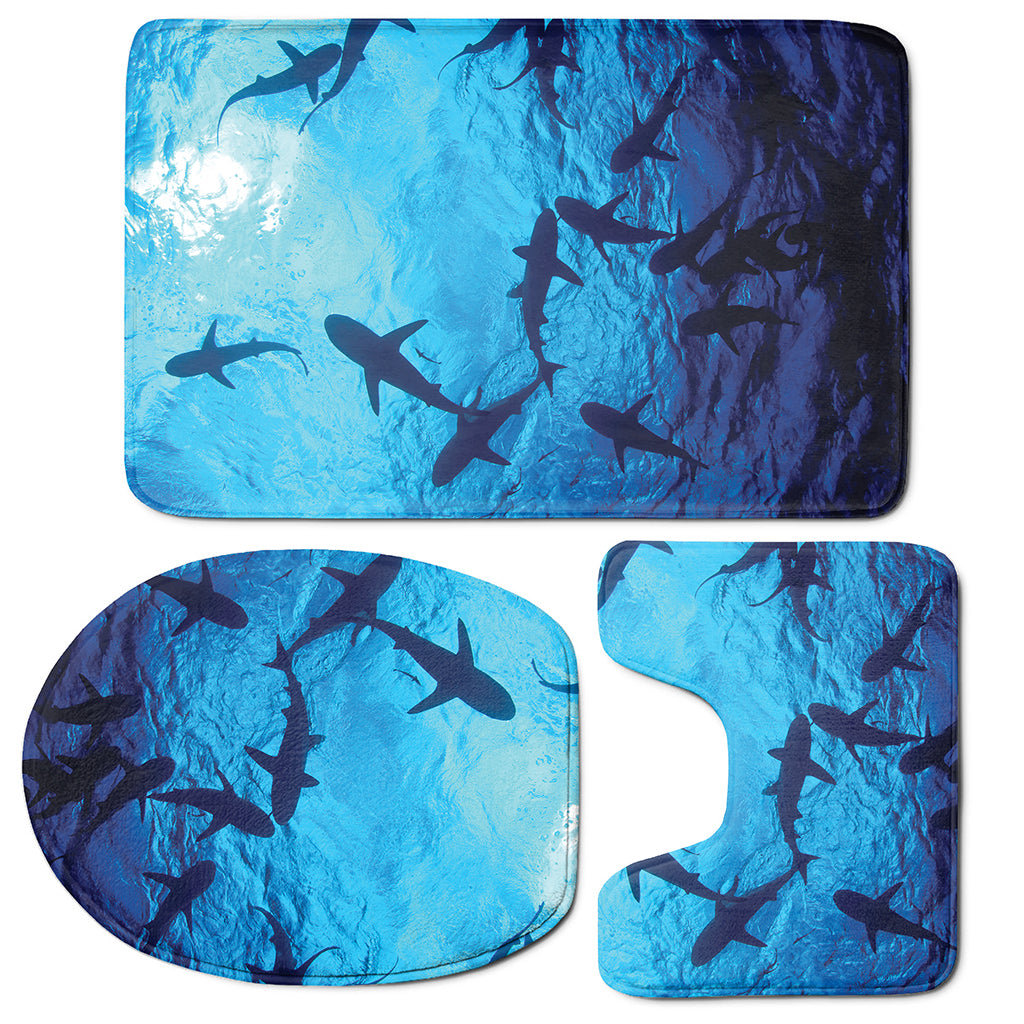 Shark Underwear Print 3 Piece Bath Mat Set