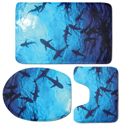 Shark Underwear Print 3 Piece Bath Mat Set