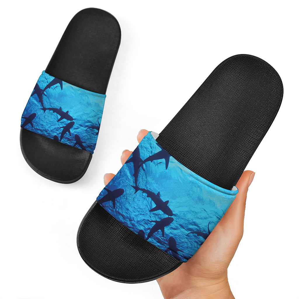 Shark Underwear Print Black Slide Sandals