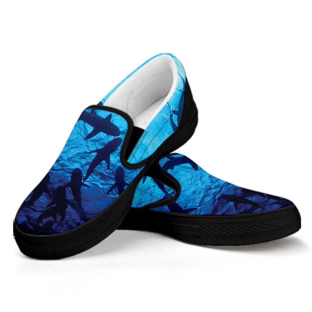 Shark Underwear Print Black Slip On Shoes