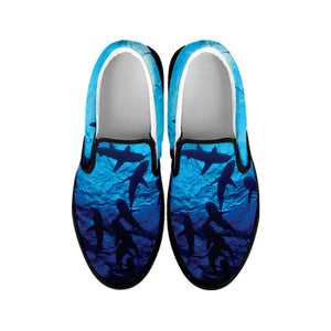 Shark Underwear Print Black Slip On Shoes