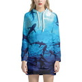 Shark Underwear Print Pullover Hoodie Dress