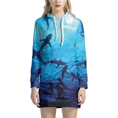 Shark Underwear Print Hoodie Dress