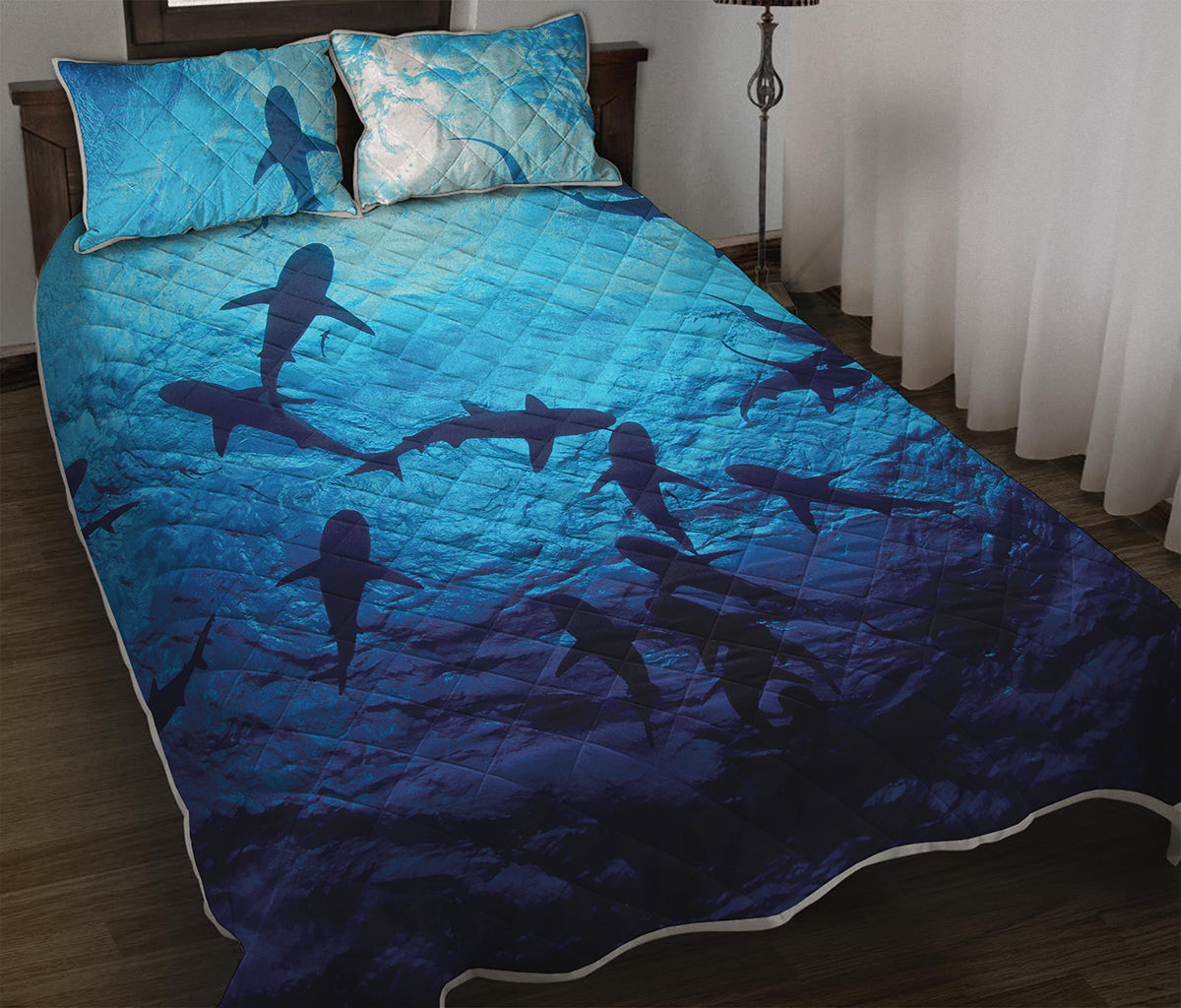 Shark Underwear Print Quilt Bed Set