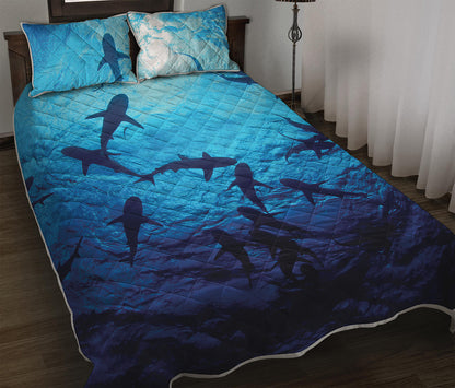 Shark Underwear Print Quilt Bed Set