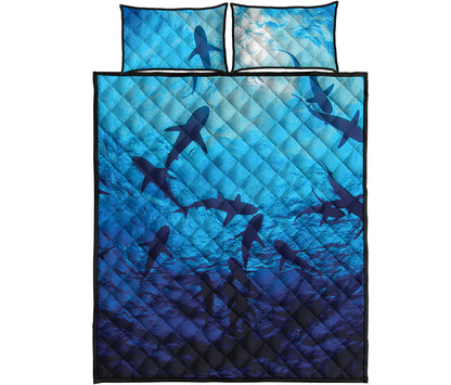 Shark Underwear Print Quilt Bed Set