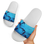 Shark Underwear Print White Slide Sandals