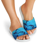Shark Underwear Print White Slide Sandals