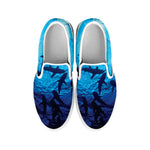 Shark Underwear Print White Slip On Shoes
