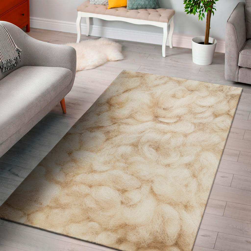 Sheep Fur Texture Print Area Rug