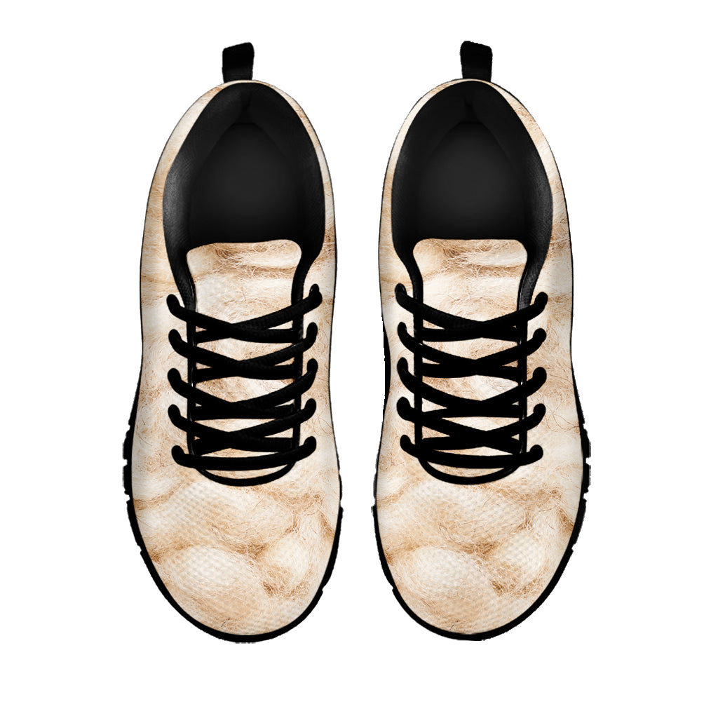 Sheep Fur Texture Print Black Sneakers
