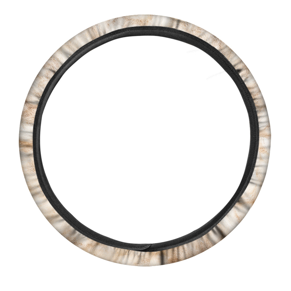 Sheep Fur Texture Print Car Steering Wheel Cover
