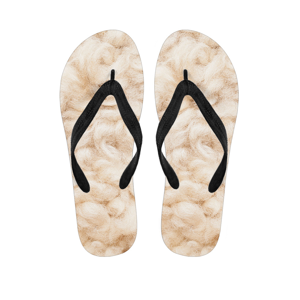 Sheep Fur Texture Print Flip Flops