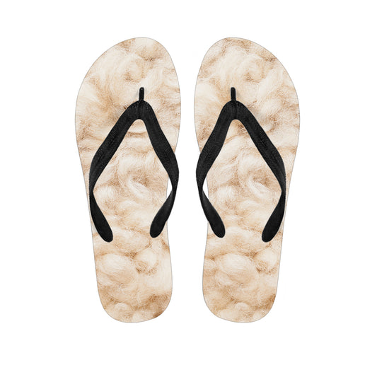 Sheep Fur Texture Print Flip Flops