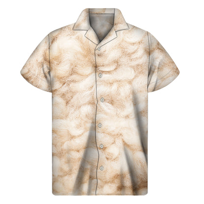 Sheep Fur Texture Print Men's Short Sleeve Shirt