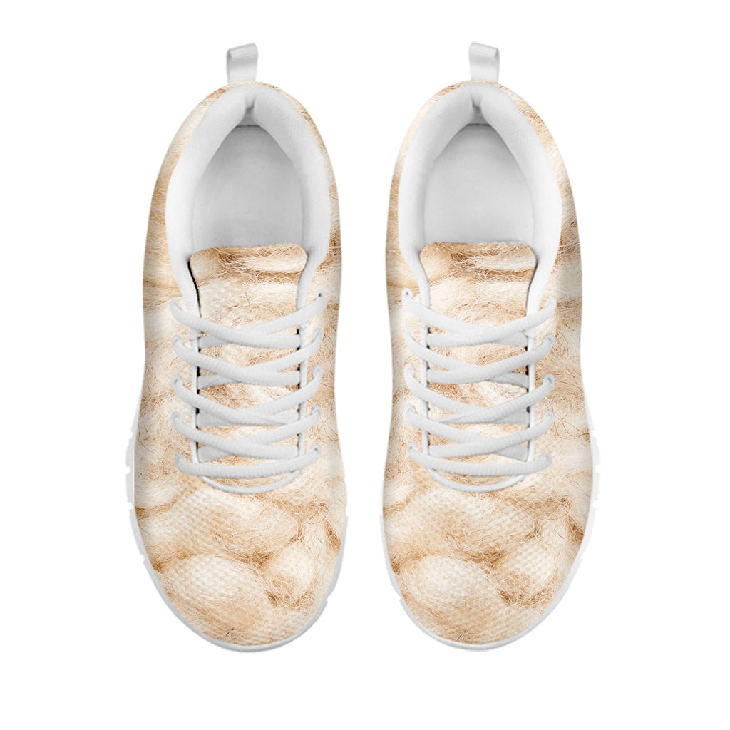 Sheep Fur Texture Print White Sneakers