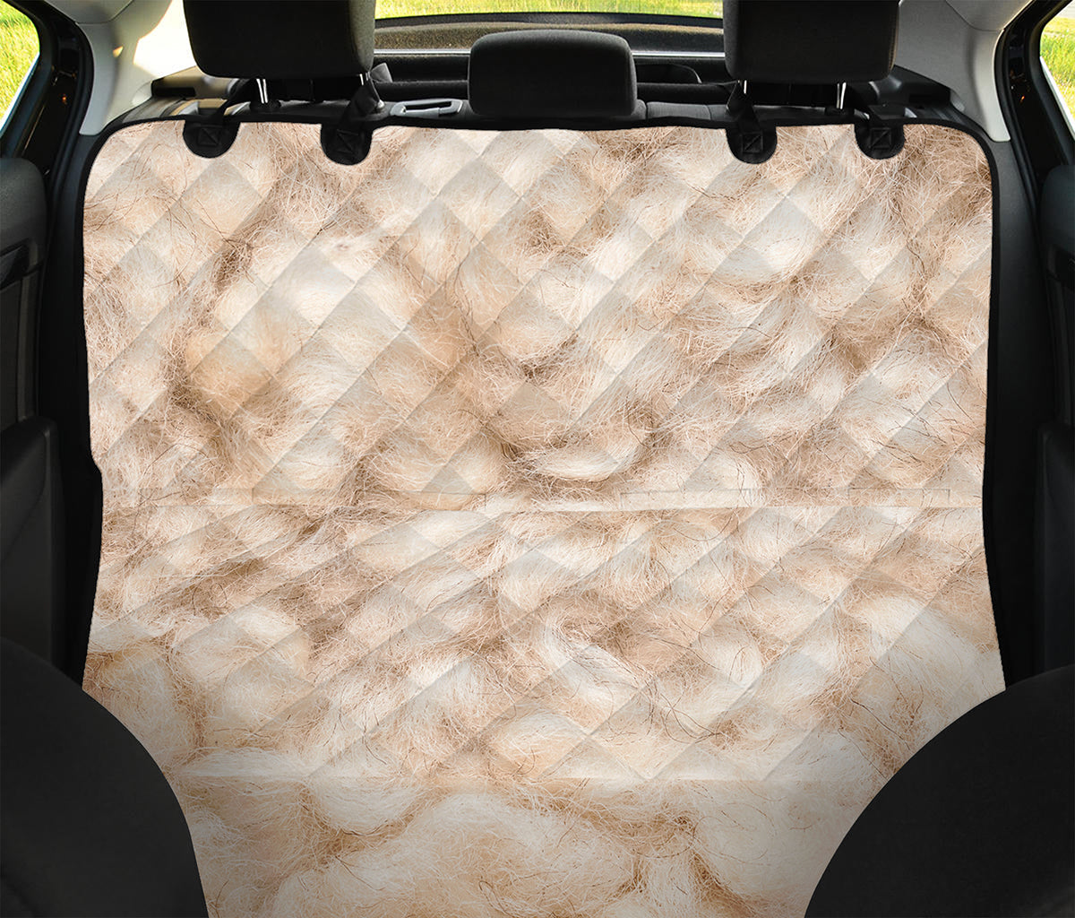 Sheepskin Print Pet Car Back Seat Cover
