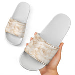 Sheepskin Print White Slide Sandals