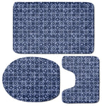 Shibori Floral Pattern Print 3 Piece Bath Mat Set