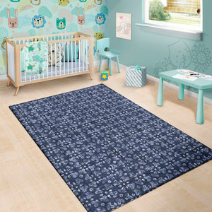 Shibori Floral Pattern Print Area Rug