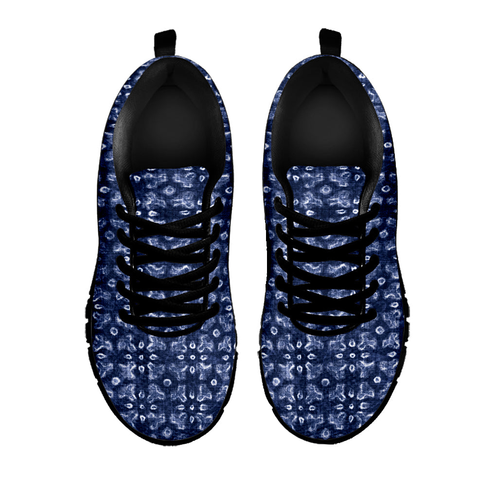 Shibori Floral Pattern Print Black Sneakers