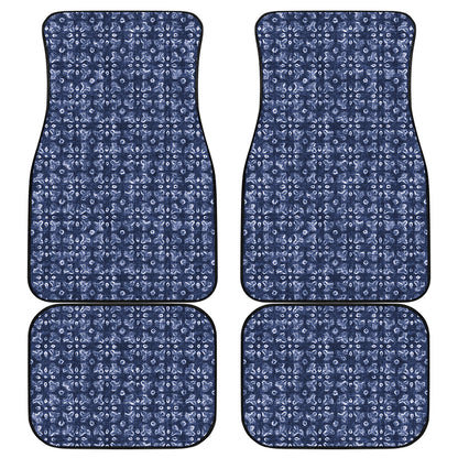 Shibori Floral Pattern Print Front and Back Car Floor Mats