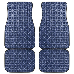 Shibori Floral Pattern Print Front and Back Car Floor Mats