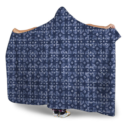 Shibori Floral Pattern Print Hooded Blanket