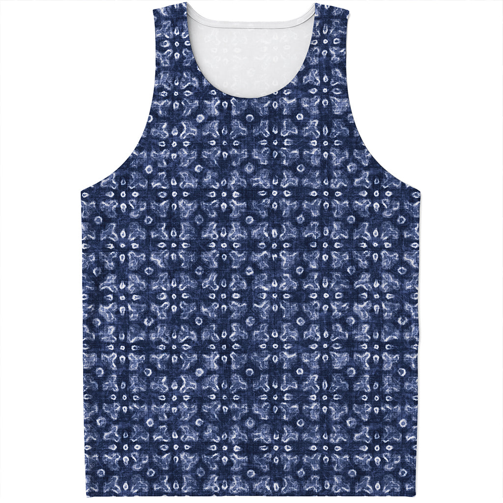 Shibori Floral Pattern Print Men's Tank Top