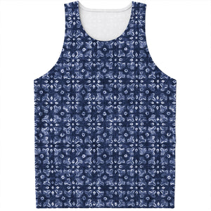 Shibori Floral Pattern Print Men's Tank Top