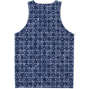 Shibori Floral Pattern Print Men's Tank Top