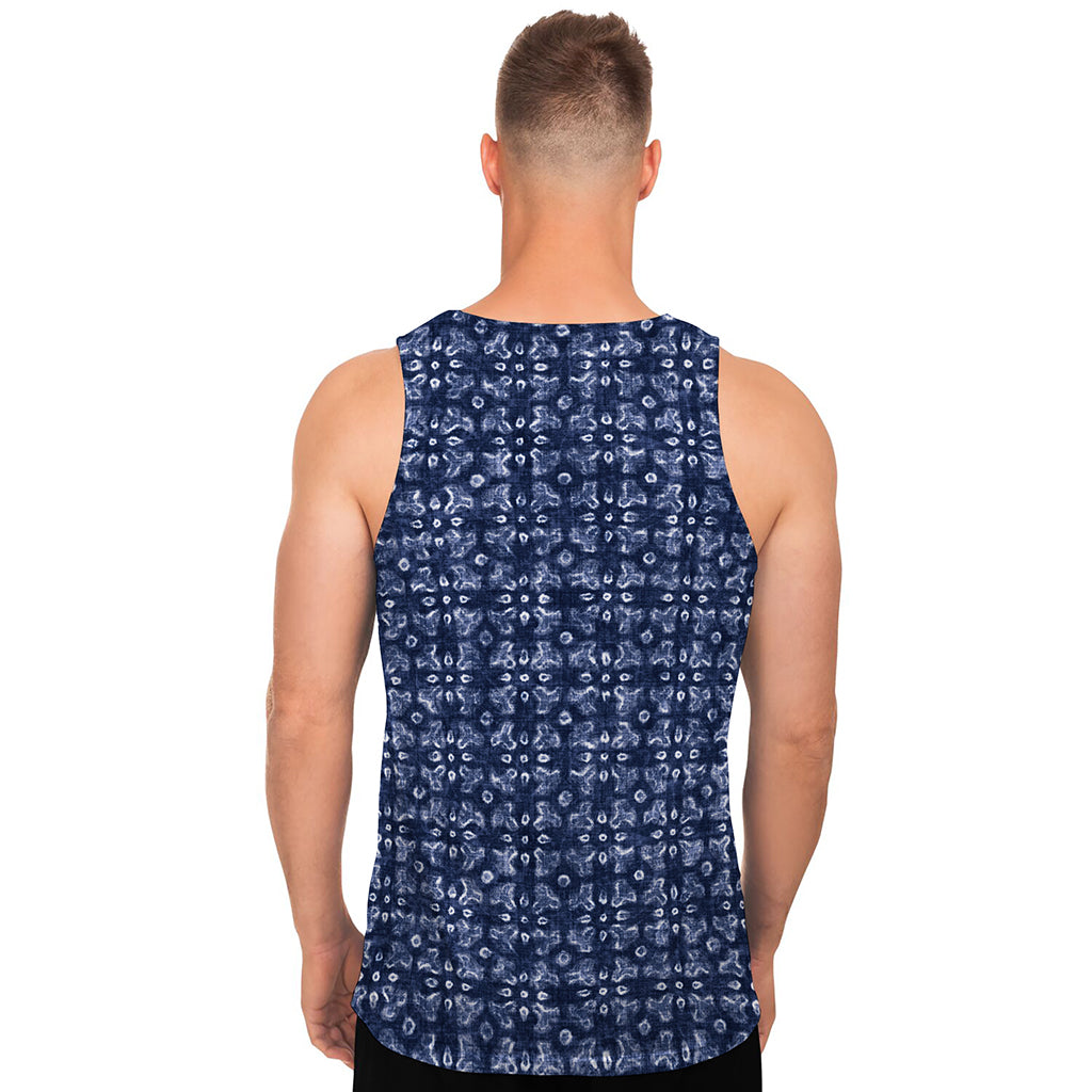 Shibori Floral Pattern Print Men's Tank Top