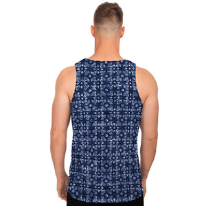 Shibori Floral Pattern Print Men's Tank Top