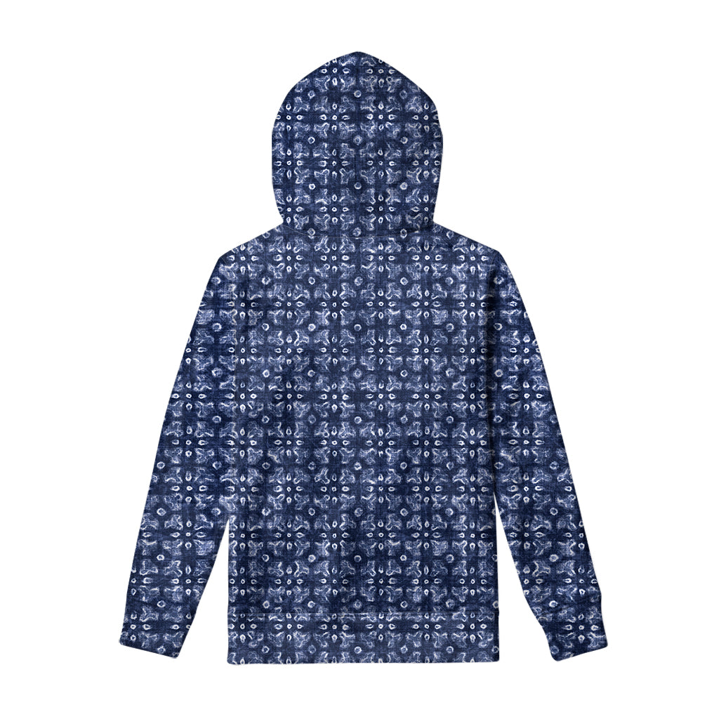 Shibori Floral Pattern Print Pullover Hoodie