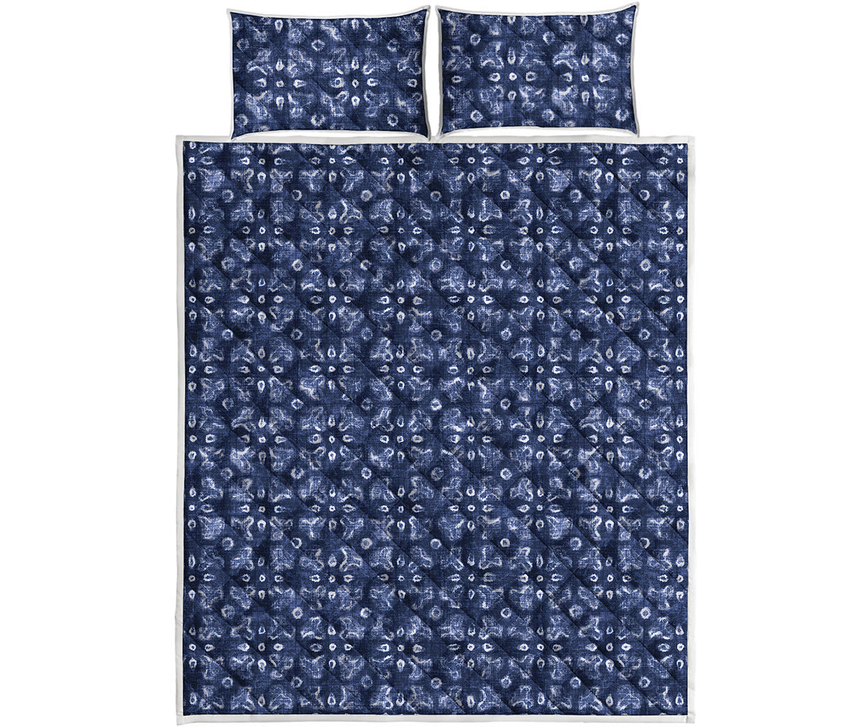 Shibori Floral Pattern Print Quilt Bed Set