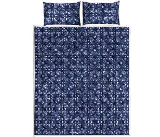 Shibori Floral Pattern Print Quilt Bed Set
