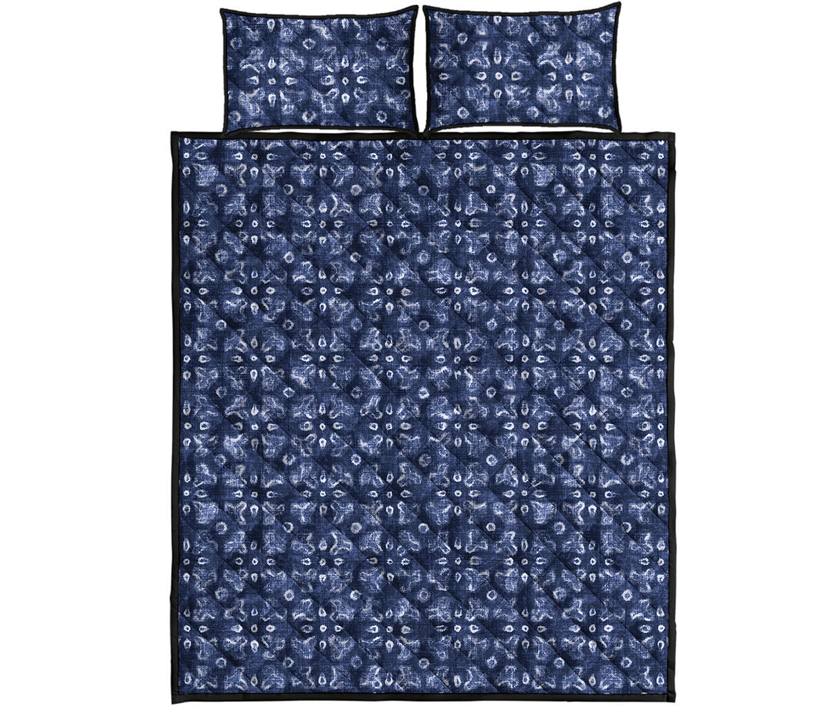 Shibori Floral Pattern Print Quilt Bed Set