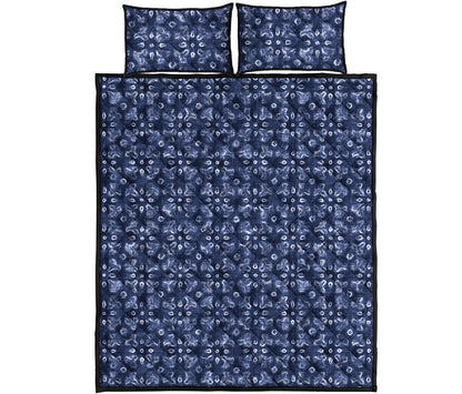 Shibori Floral Pattern Print Quilt Bed Set