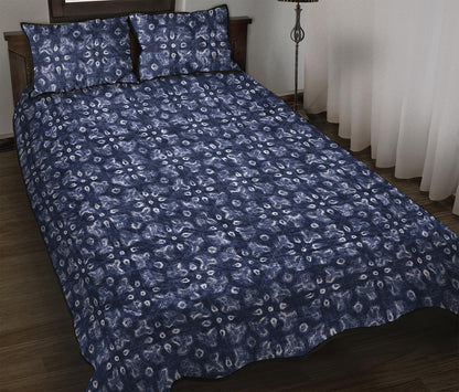 Shibori Floral Pattern Print Quilt Bed Set