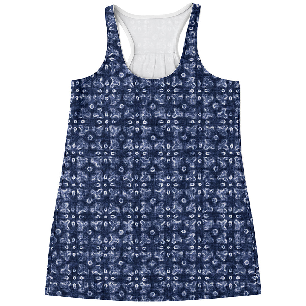 Shibori Floral Pattern Print Women's Racerback Tank Top