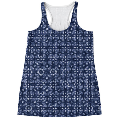 Shibori Floral Pattern Print Women's Racerback Tank Top