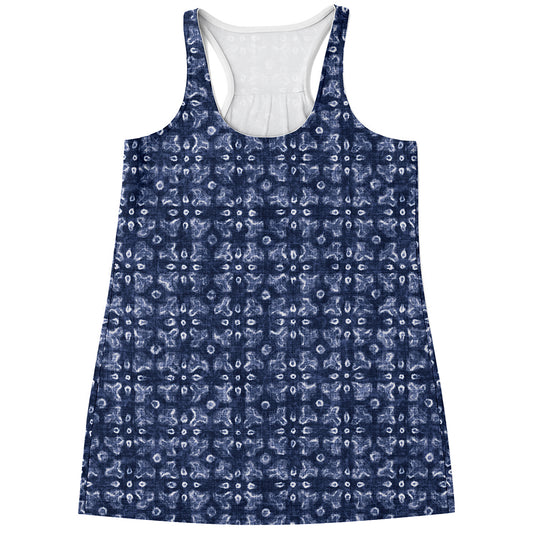 Shibori Floral Pattern Print Women's Racerback Tank Top