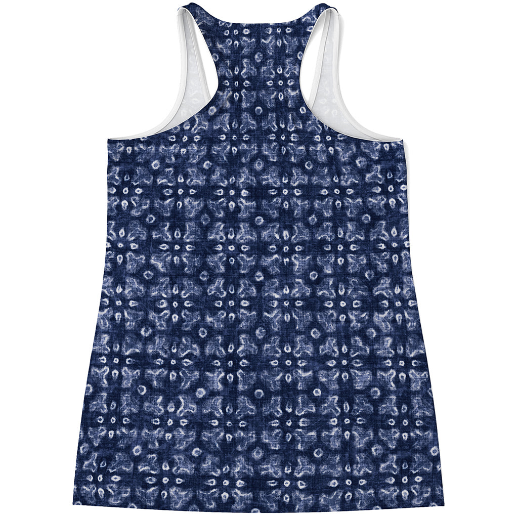 Shibori Floral Pattern Print Women's Racerback Tank Top
