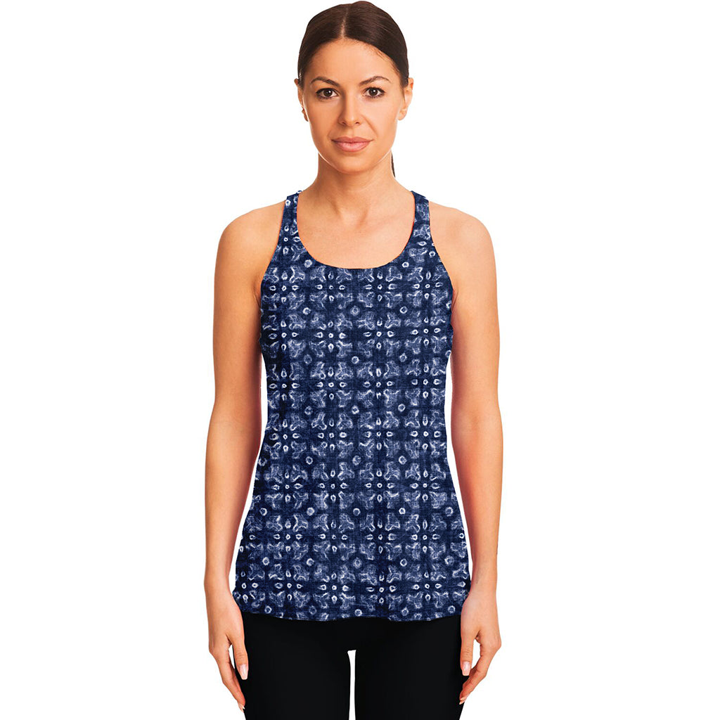 Shibori Floral Pattern Print Women's Racerback Tank Top