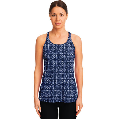 Shibori Floral Pattern Print Women's Racerback Tank Top